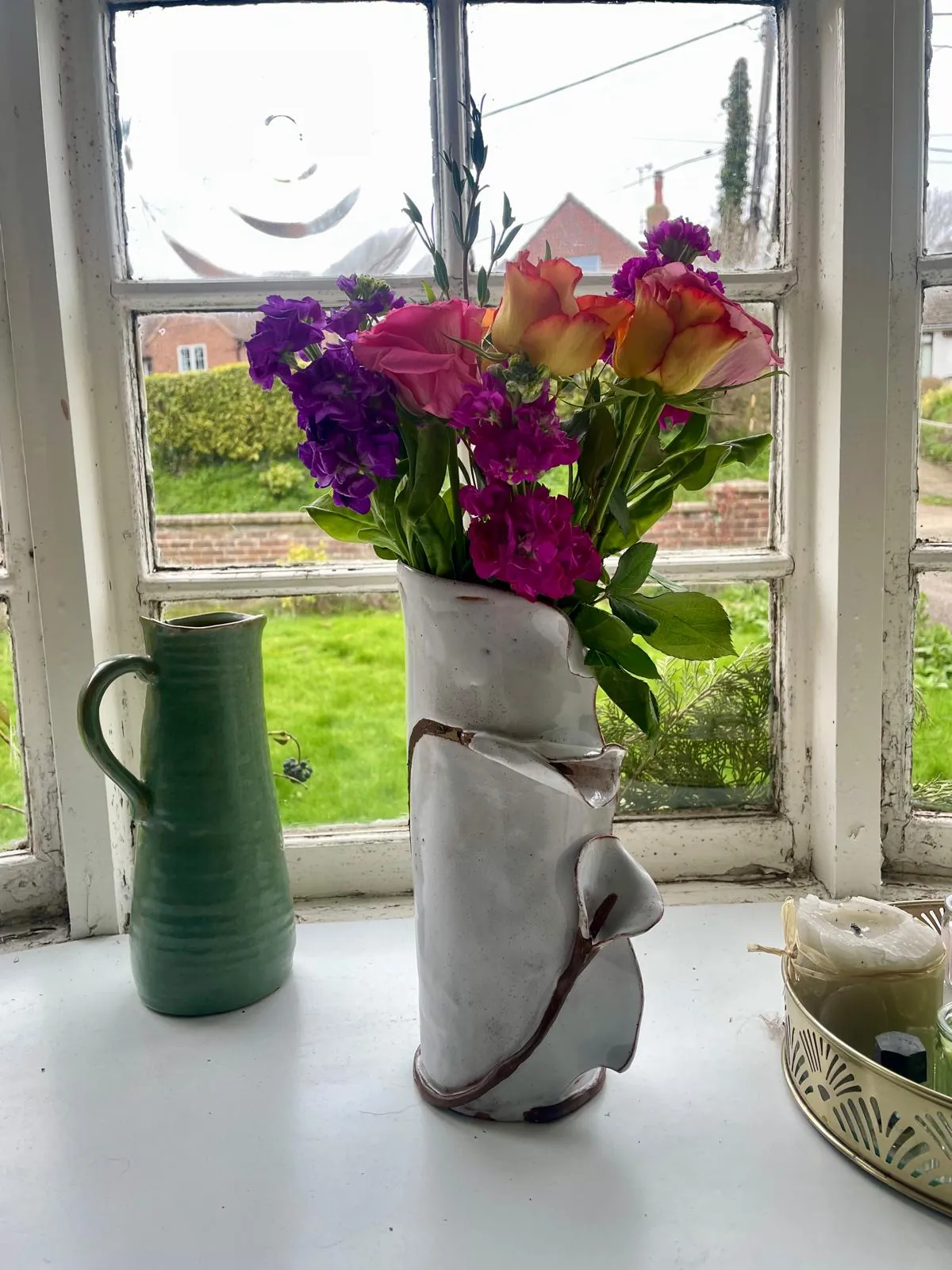 Folded Vase holding dried flowers, lifestyle